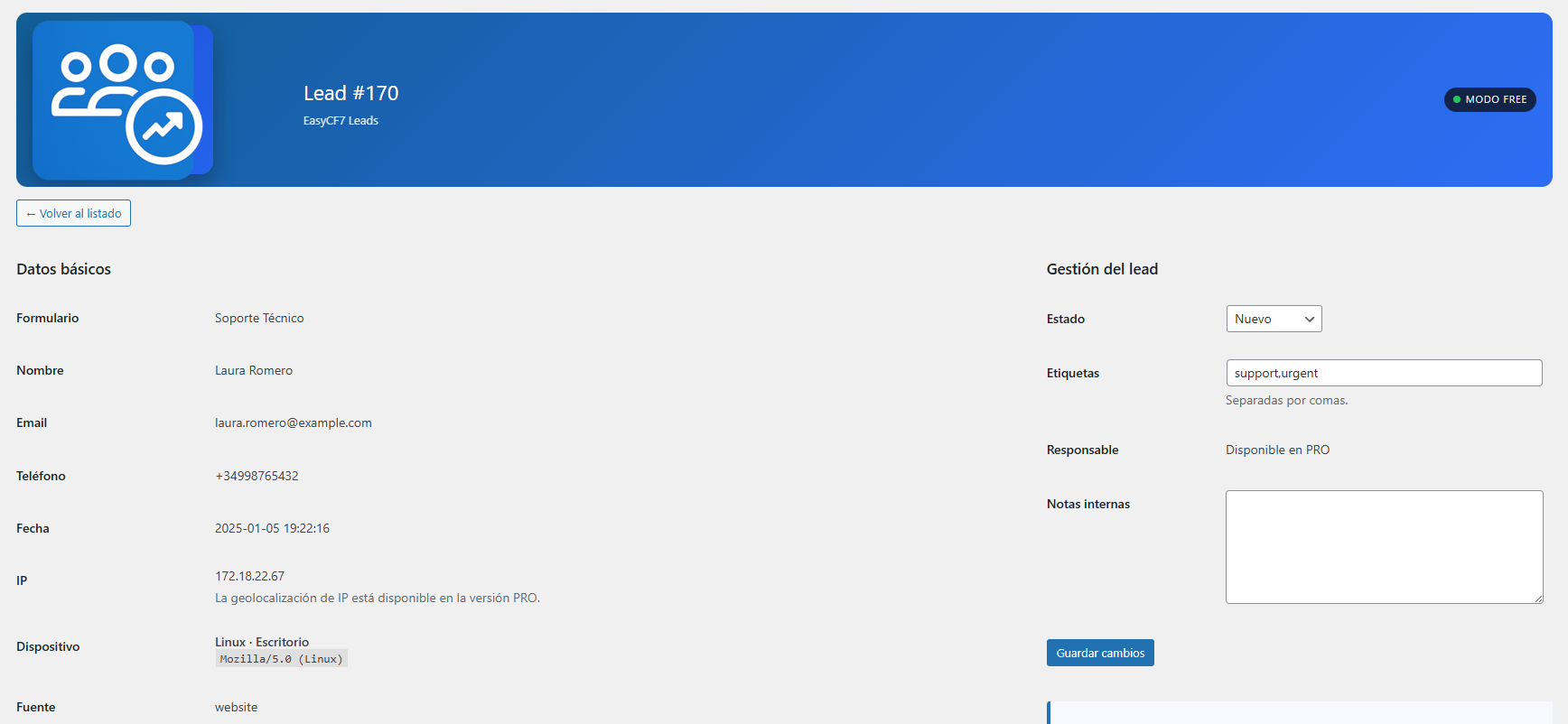 EasyCF7 Leads – CRM ligero para Contact Form 7 - Imagen 4