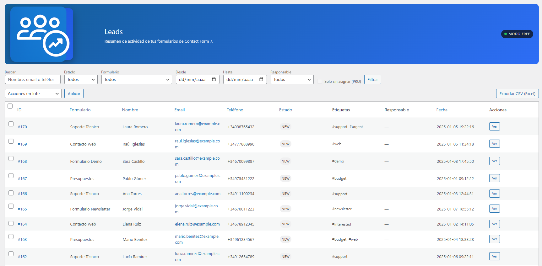 EasyCF7 Leads – CRM ligero para Contact Form 7 - Imagen 2